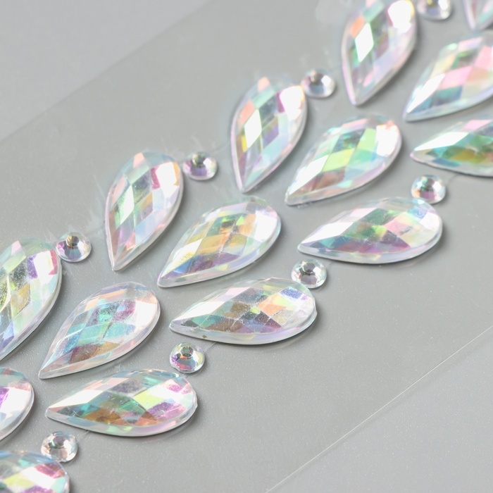 Наклейка пластик стразы "Фонтан" серебро 25х8,5 см