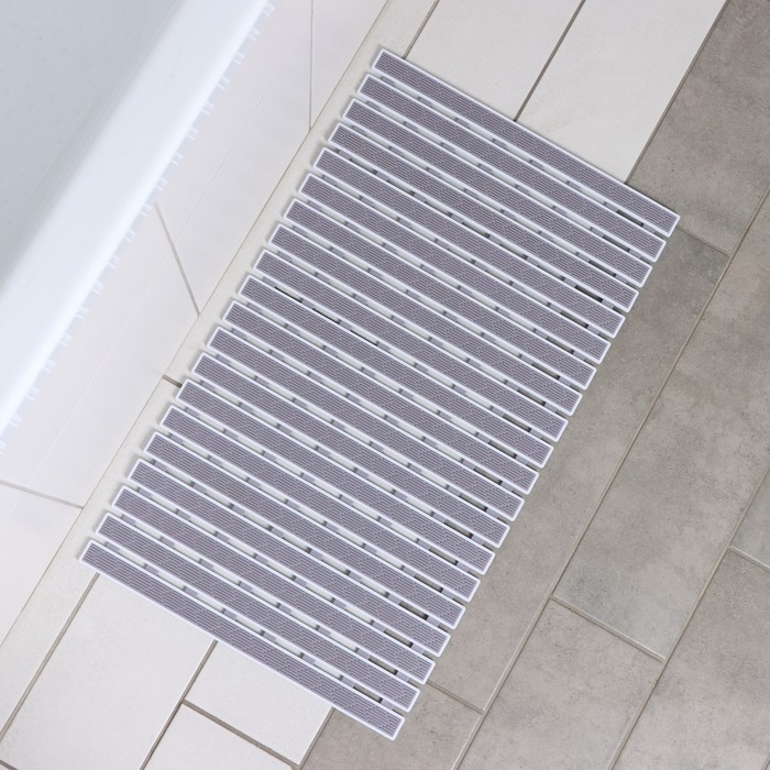 Коврик противоскользящий в ванну на присосках SAVANNA, 40&times;68 см, цвет серый