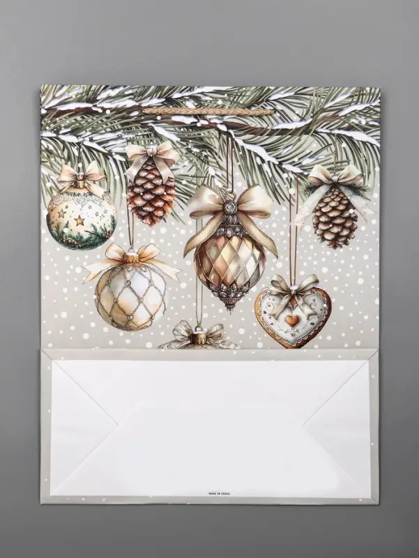 Пакет подарочный новогодний ламинированный, &laquo;Игрушки Новогодние&raquo; , 26&times;12&times;32 см