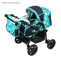 Коляска-трансформер &laquo;Гном&raquo;, пластиковые колёса, оттенки бирюзового, рисунок МИКС