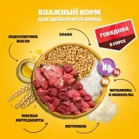 Влажный корм Pedigree для щенков, говядина в соусе, пауч, 85 г
