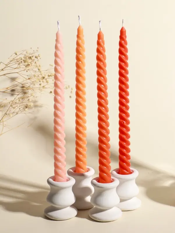Набор свечей витых, 2х25 см, 4 шт, палитра оранжевого 25,5х8,8х2,4 см