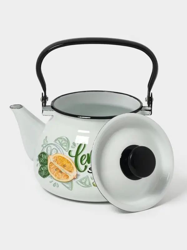 Чайник сферич. с мет.р. 3л (белая)Лимонный сет