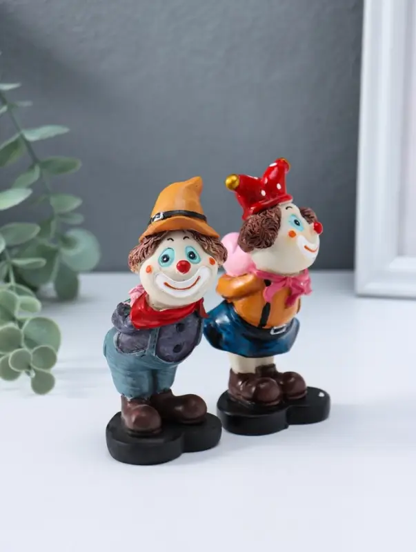 Сувенир полистоун "Клоуны - признание в любви" набор 2 шт 5,2х5х11,5 см