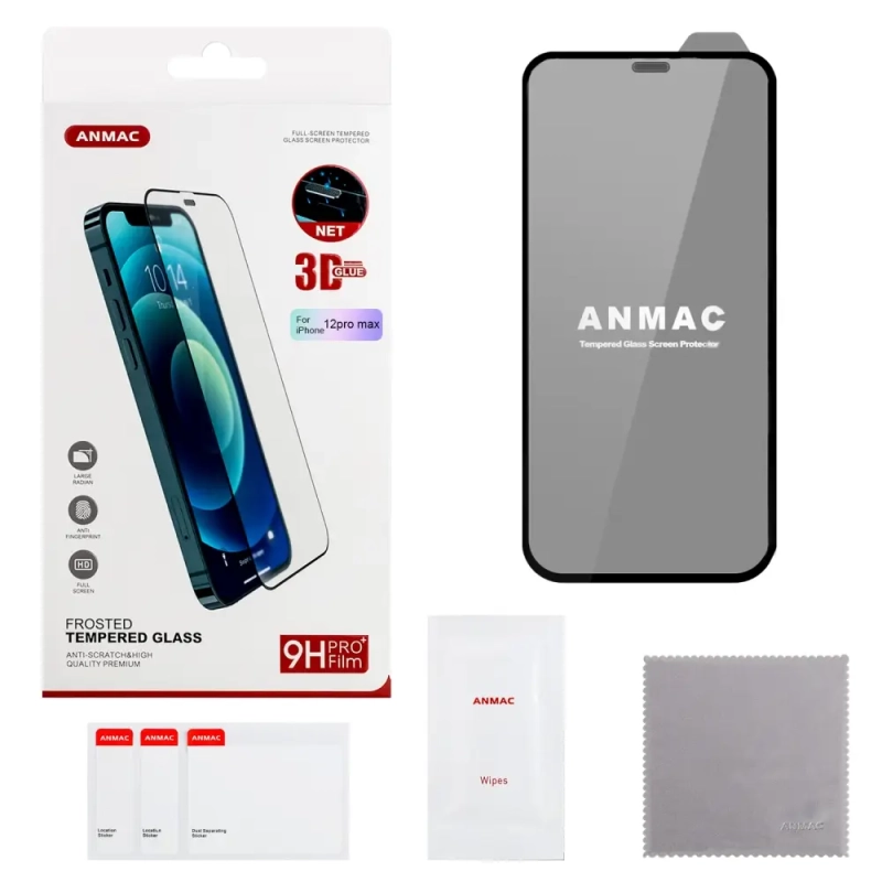 Защитное стекло iPh 12 Pro Max ANMAC 3D матовый с сеточкой Арт. 1137241