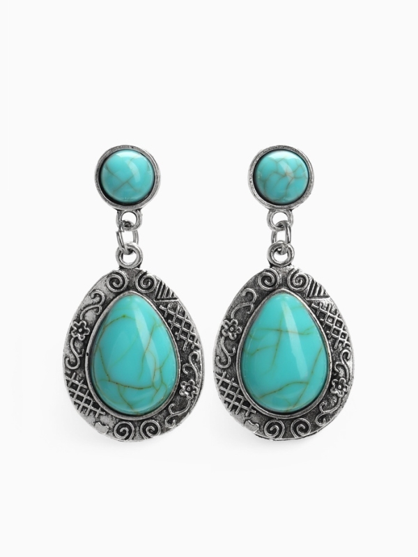 Серьги &laquo;Бирюзовый мир&raquo; капля, голубые в чернённом серебре