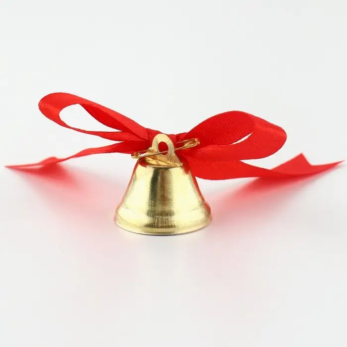 Колокольчик на булавке с бантом на Выпускной, красный, d = 2,6 см