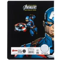 Тетрадь в клетку 24 листа, 5 видов МИКС, частичный уф-лак, обложка мелованный картон, &laquo;Мстители&raquo;