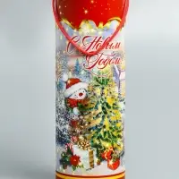 Подарочная коробка, тубус под бутылку &laquo;Золотая елочка&raquo; 120х345мм (325 мм внутр. Высота)&para;