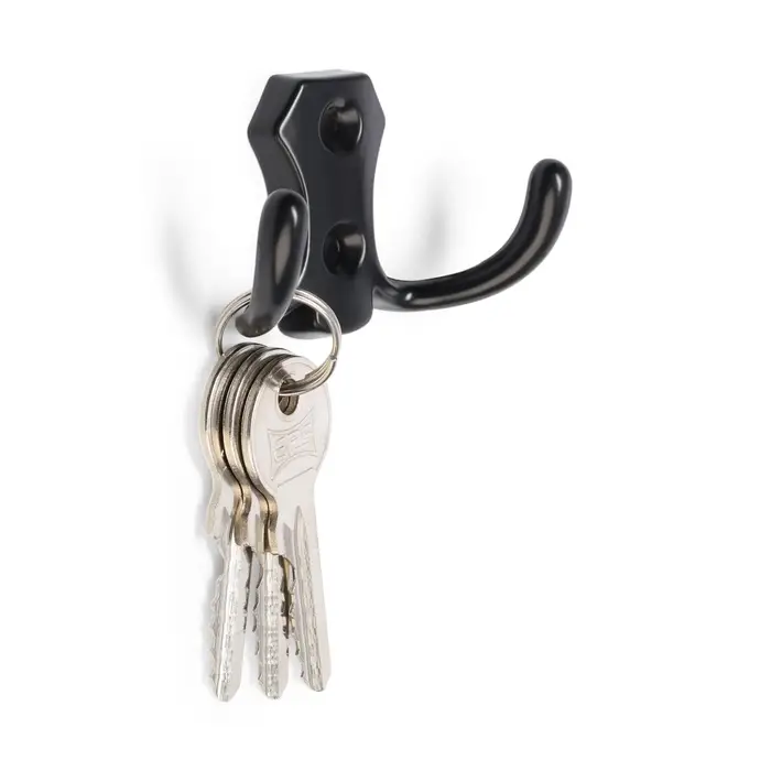 Крючок мебельный ТУНДРА TKd=007, двухрожковый, черный