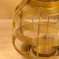 Подсвечник фонарь со стеклянной колбой 19х19х18 см, d 7,5 см, металл, цв. золото