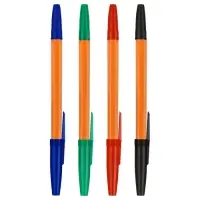 Набор шариковых ручек Стамм "Оптима" 4 штуки, 4 цвета, узел 1,0 мм, оранжевый корпус, европодвес