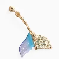 Брошь "Хвост Русалки" с жемчугом, цветная в золоте