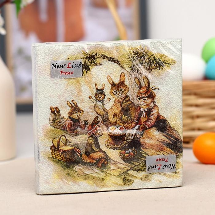 Салфетки бумажные New line &laquo;Пасхальные зайцы&raquo;, 2 слоя, 33*33 см, 20 шт.