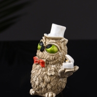 Набор фигур "4 совы на подносе" размер 20х10х10 см, бежевый