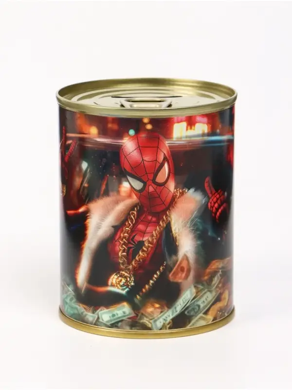 Копилка металлическая, 9.5 см&times;7.5 см&times;7.5 см, Человек-паук