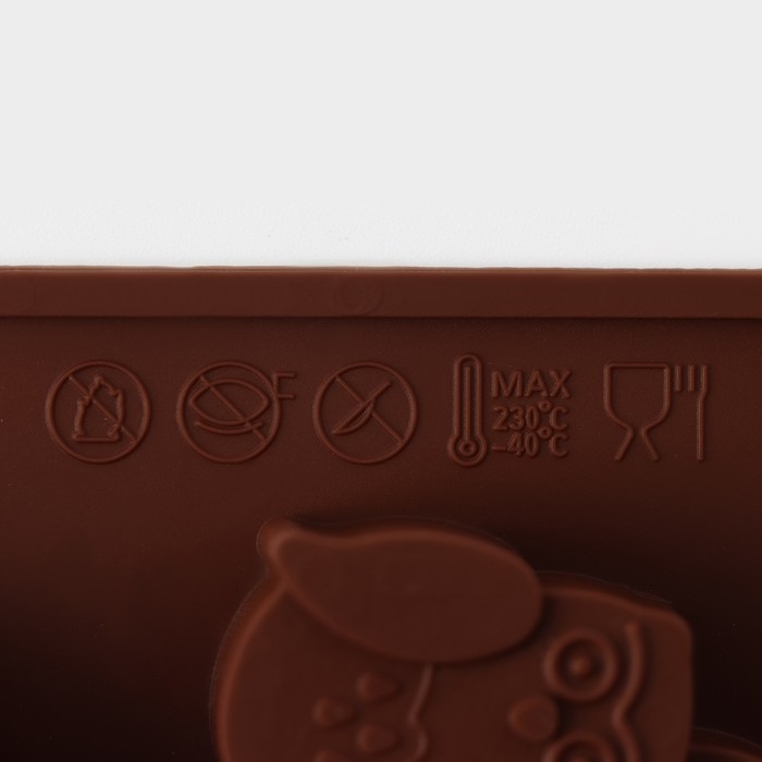 Форма для шоколада Доляна &laquo;Совы&raquo;, силикон, 19&times;15 см, 12 ячеек (3,5&times;3,5&times;1,5 см), цвет коричневый