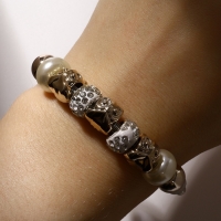 Браслет жемчуг &laquo;Марджери&raquo; сова, цвет белый в серебре, d=6,5 см