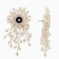 Серьги жемчуг "Россыпь в цветке", цвет белый в золоте