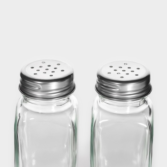Набор для специй из стекла Доляна &laquo;Стандарт&raquo;, 2 предмета: солонка, перечница 100 мл