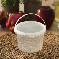 Ведро пластиковое одноразовое с крышкой, 500 мл, d=10,9 см, пищевое, прозрачное