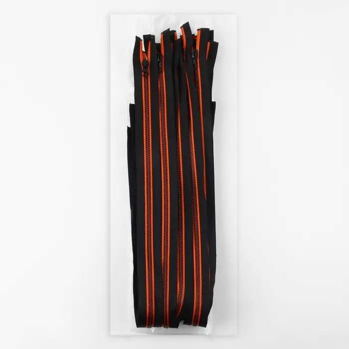 Молния &laquo;Трактор&raquo;, №5, разъёмная, замок автомат, 60 см, чёрная, оранжевая