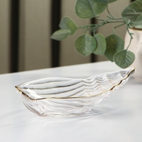 Блюдо сервировочное Magistro &laquo;Ракушка&raquo;, 20&times;11 см, прозрачное с золотой каймой