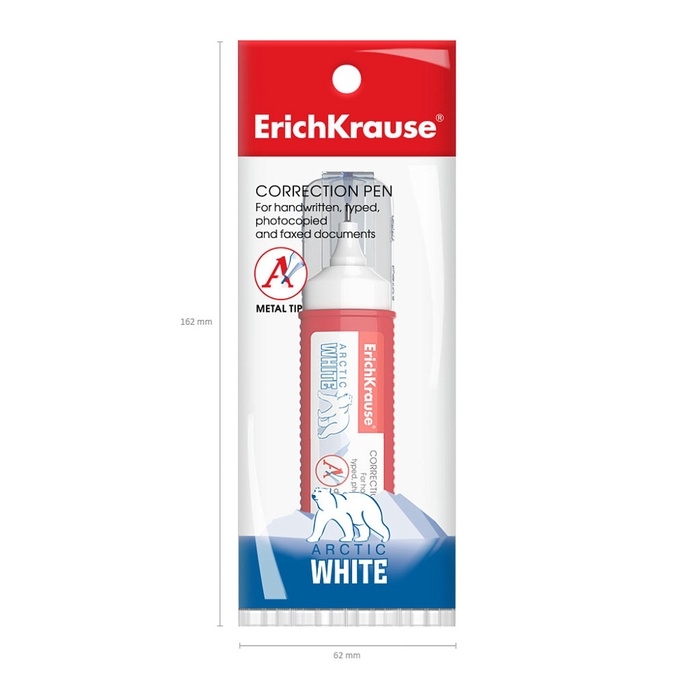 Ручка-корректор ErichKrause Arctic White, 12 мл, с металлическим наконечником, в пакетике