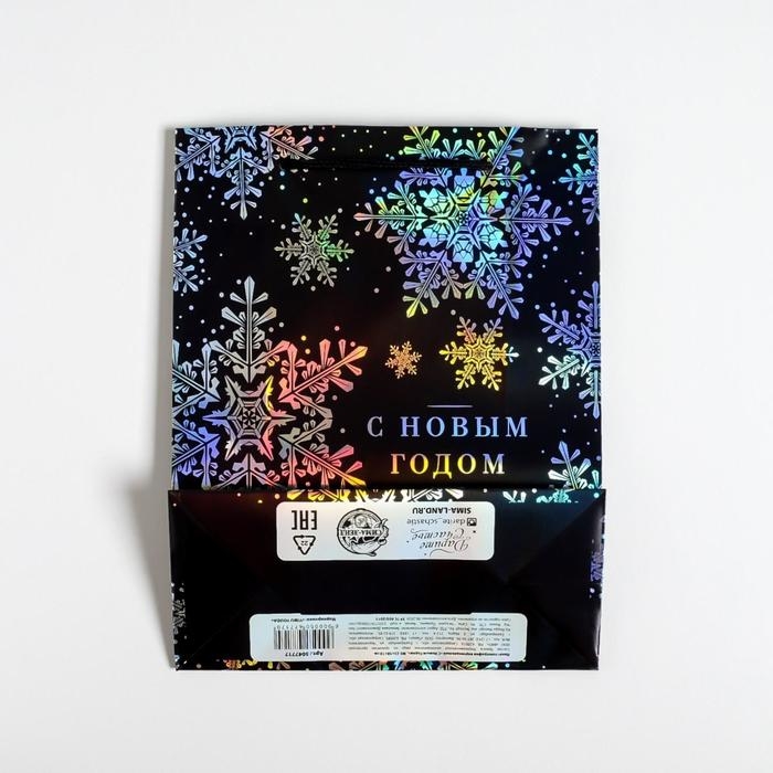 Пакет голография вертикальный &laquo;С Новым годом&raquo;, MS 23 х 18 х 10 см