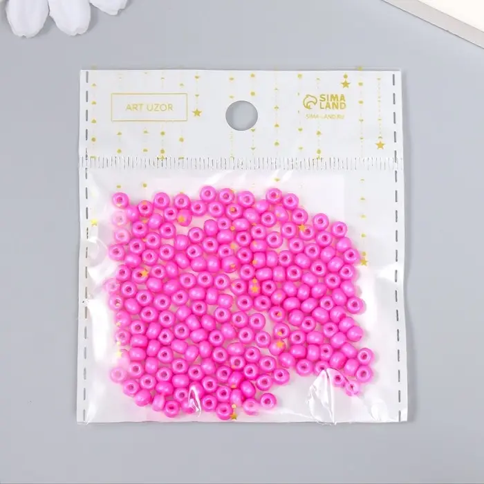 Бисер стекло 6/0 "Неоново-розовый" 15 гр