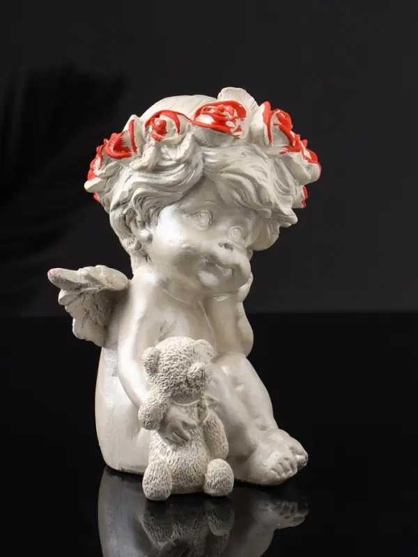 Фигура "Ангел с мишкой большой", 13х8х7 см, перламутр