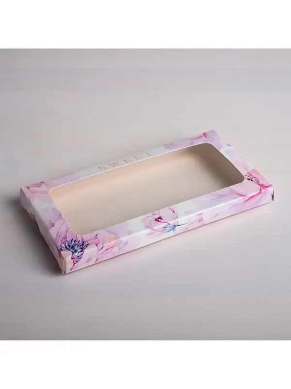 Коробка для шоколада, кондитерская упаковка с окном, Sweet, 17.3 х 8.8 х 1.5 см
