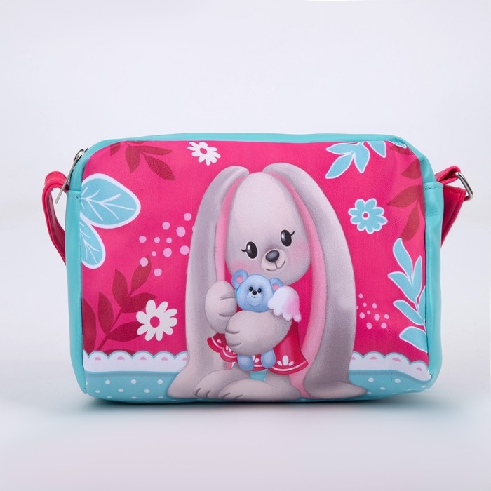 Сумка детская для девочки &laquo;Кролик с игрушкой&raquo; из эко-кожи, на ремешке, 15х12х3 см