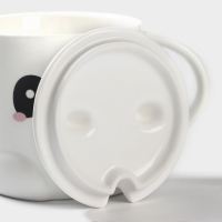 Кружка керамическая с ложкой &laquo;Панда&raquo;, 350 мл, цвет белый