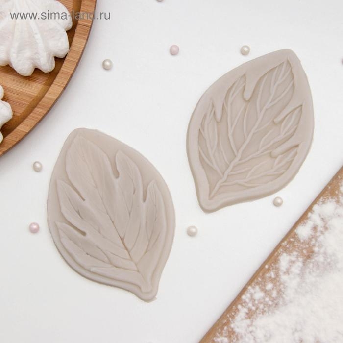 Молд &laquo;Листва&raquo;, силикон, 2 части, 7&times;4,5 см, цвет МИКС