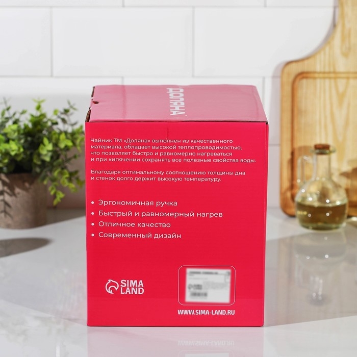 Чайник со свистком из нержавеющей стали Доляна &laquo;Сердце&raquo;, 3 л, с индикатором нагрева