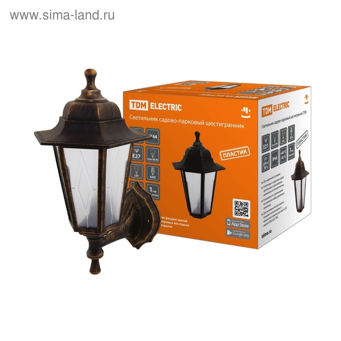 Светильник садово-парковый TDM НБУ 06-60-001, E27, 60 Вт, шестигранный, настен., цвет бронза