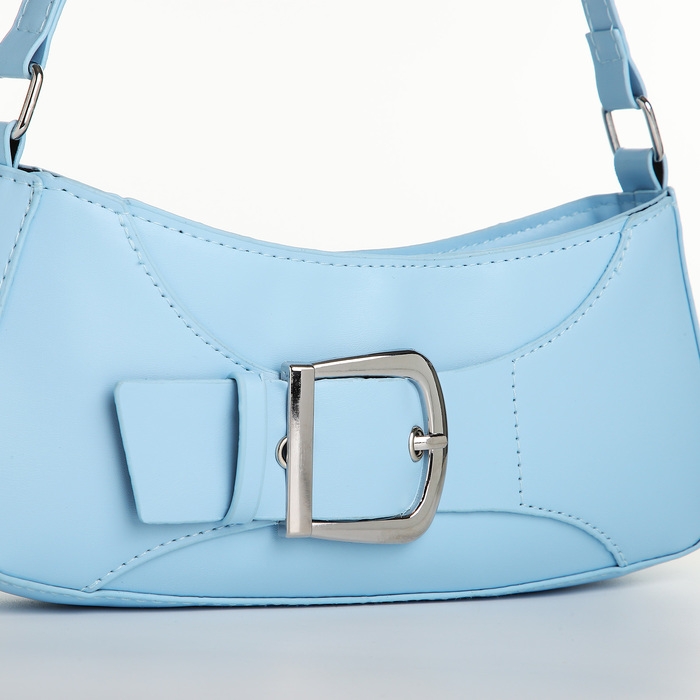 Сумка женская багет на молнии, цвет голубой