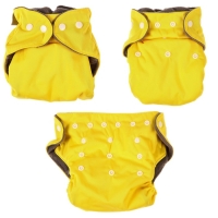 Многоразовый подгузник, 3-15 кг, угольно-бамбуковая ткань, цвет желтый, Крошка Я