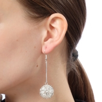 Серьги висячие &laquo;Шарик&raquo; переплетение, цвет светлое серебро, 6,5 см