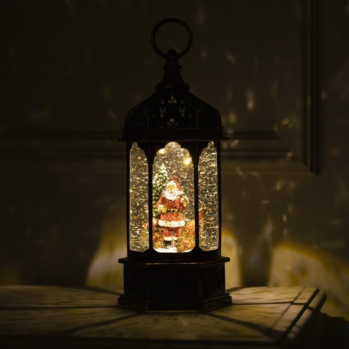 Светодиодная фигура &laquo;Фонарь с Дедом Морозом&raquo; 13 &times; 28.5 &times; 12 см, пластик, батарейки ААх3 (не в комплекте), USB, свечение тёплое белое