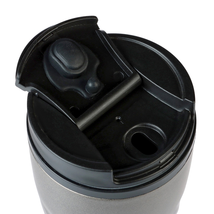 Термокружка, 350 мл, Графика, сохраняет тепло 2 ч, 13.5 х 8 см, серый металлик