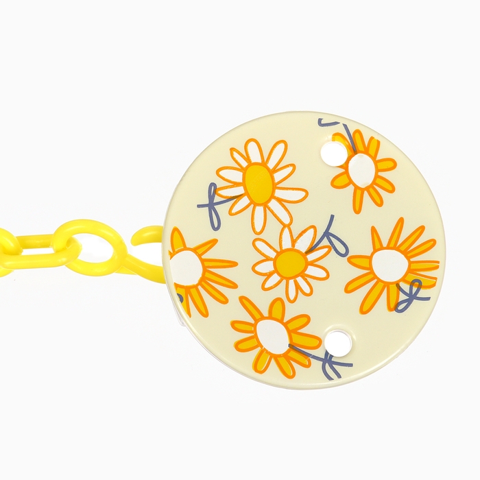 Набор: Соска - пустышка с держателем &laquo;Цветы&raquo;, ортодонтическая, +6 мес, цвет желтый