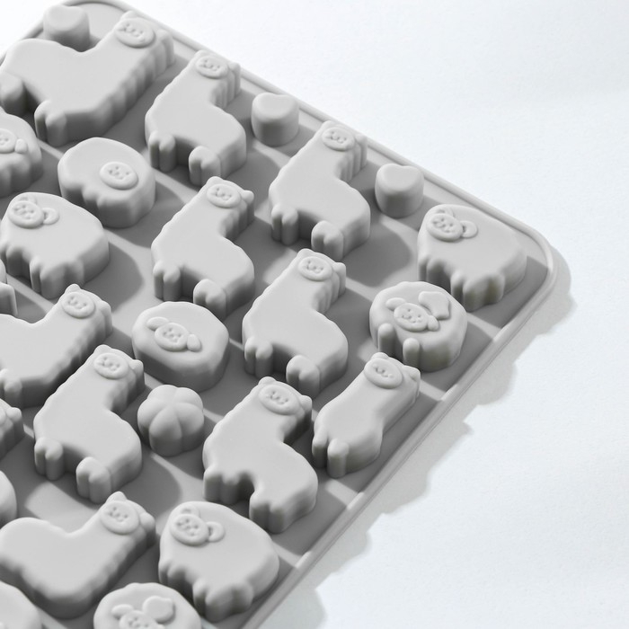 Форма для мармелада Доляна &laquo;Ферма&raquo;, силикон, 23&times;12,5&times;1 см, 53 ячейки, цвет МИКС