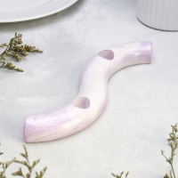 Подсвечник "Волны" для двух свечей из гипса,25х6х3см,мрамор с фиолетовыми полосками