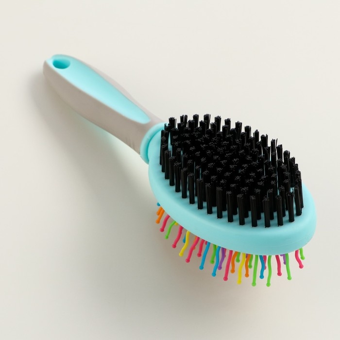 Двусторонняя щётка - расческа с волнистыми зубьями, средняя, 6 х 19 см, мятная