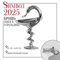 Брошь &laquo;Змея в геральдике&raquo; знак, цвет чернёное серебро