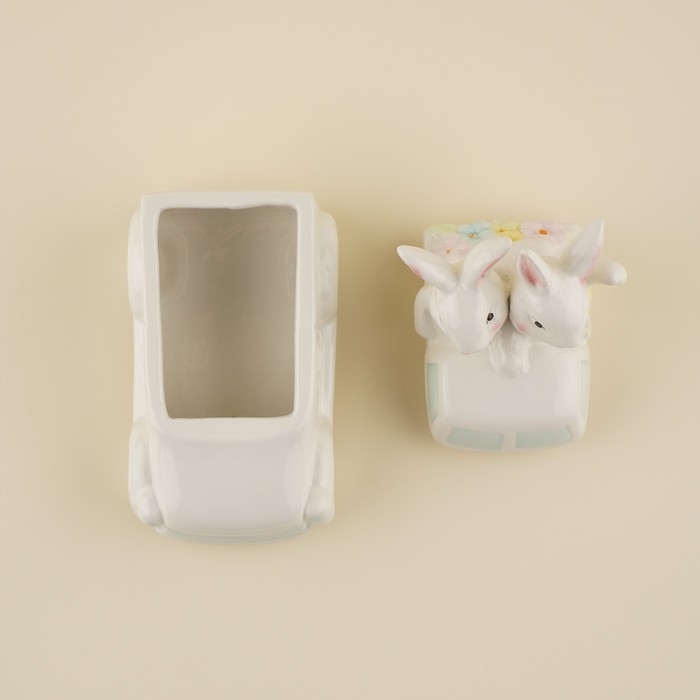 Конфетница керамическая SL Home &laquo;Лесные кролики&raquo;, 17&times;10,5&times;17 см, цвет белый