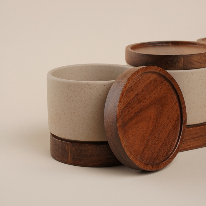 Набор банок керамических для сыпучих продуктов на подставке SL Home &laquo;Стоун форест&raquo;, 4 предмета: 3 банки 220 мл, подставка