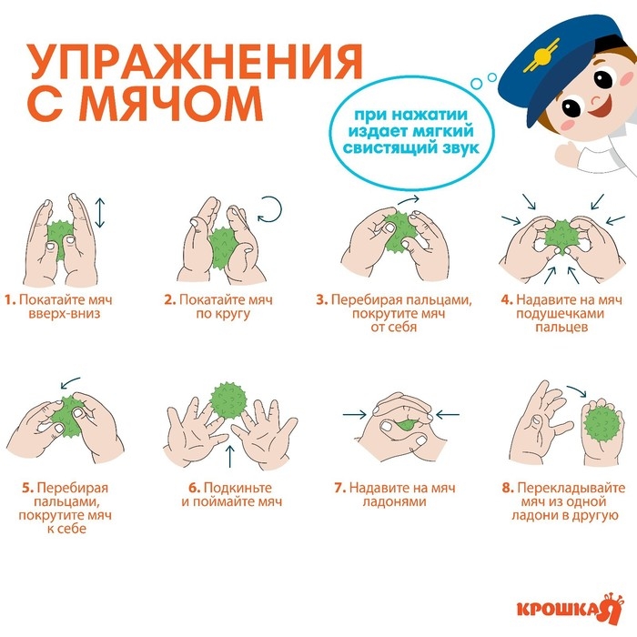 Набор развивающих тактильных мячиков &laquo;Самолет&raquo;, с пищалкой, 3 шт, Крошка Я